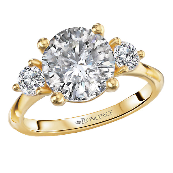 3-Stone Semi-Mount Diamond Engagement Ring