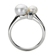 Ladies Fashion Freshwater Pearl and Blue Topaz Ring