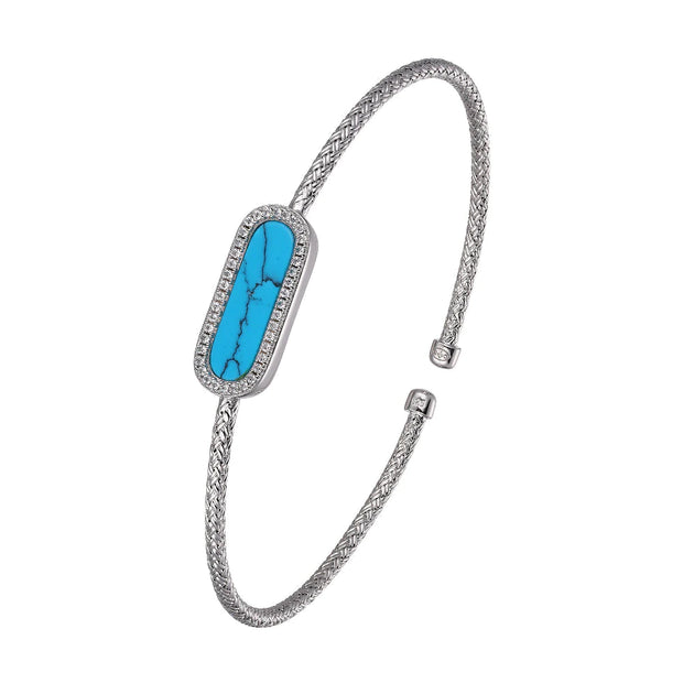 Sterling Silver Turquoise and CZ Cuff Bracelet