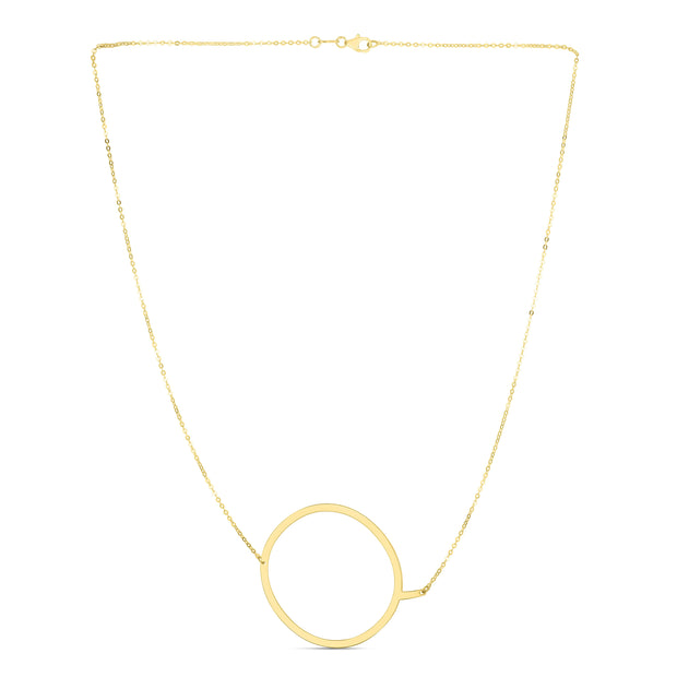 14K Gold Large Initial Q Necklace