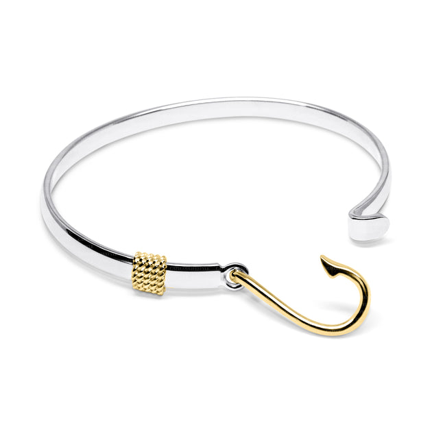 Fish Hook Bracelet made in Sterling Silver with Yellow Gold – Nasr