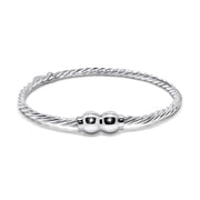 Braided Cape Cod Double Ball Bracelet made in Sterling Silver with Silver Balls