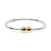 Double Cape Cod Ball Bracelet made in Sterling Silver with 14k Yellow Gold Balls