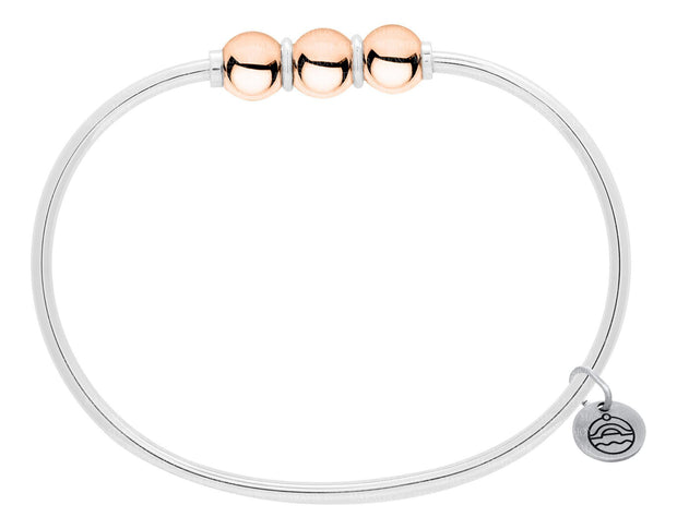 Authentic Cape Cod Triple Ball Bracelet made by Lestage - Sterling Silver w/ 14k Rose Gold