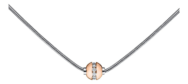 Authentic Cape Cod Necklace made by Lestage- Sterling Silver with 14k Rose Gold Diamond Ball