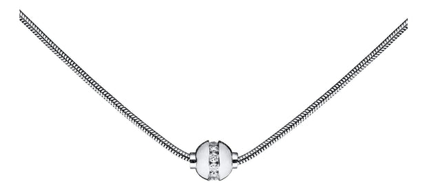 Authentic Cape Cod Necklace made by Lestage- All Sterling Silver with CZ Diamond Ball