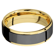 14K Yellow Gold with Polish , Polish Finish and Zirconium Inlay