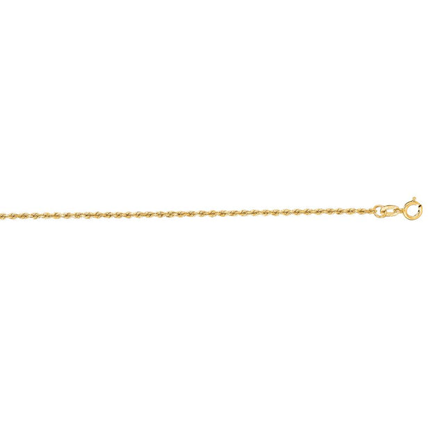 10K Gold 1.4mm Solid Diamond Cut Royal Rope Chain