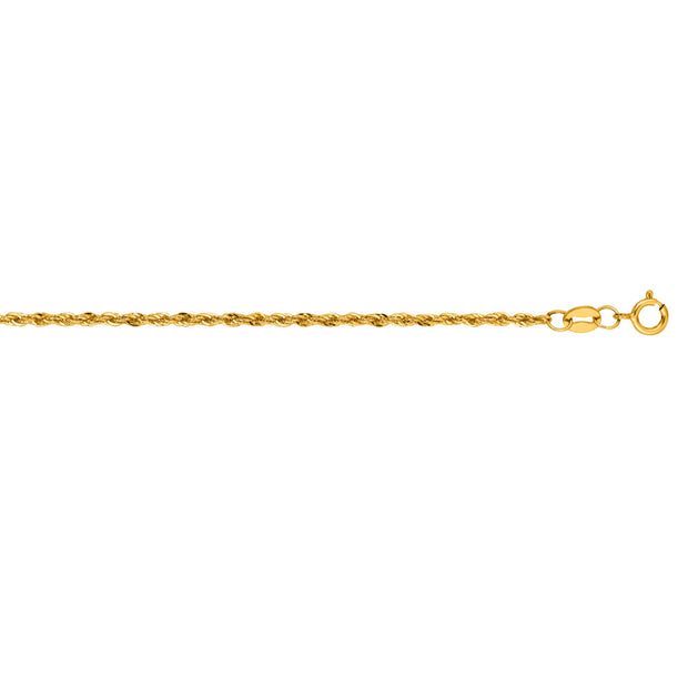 10K Gold 1.5mm Diamond Cut Lite Rope Chain