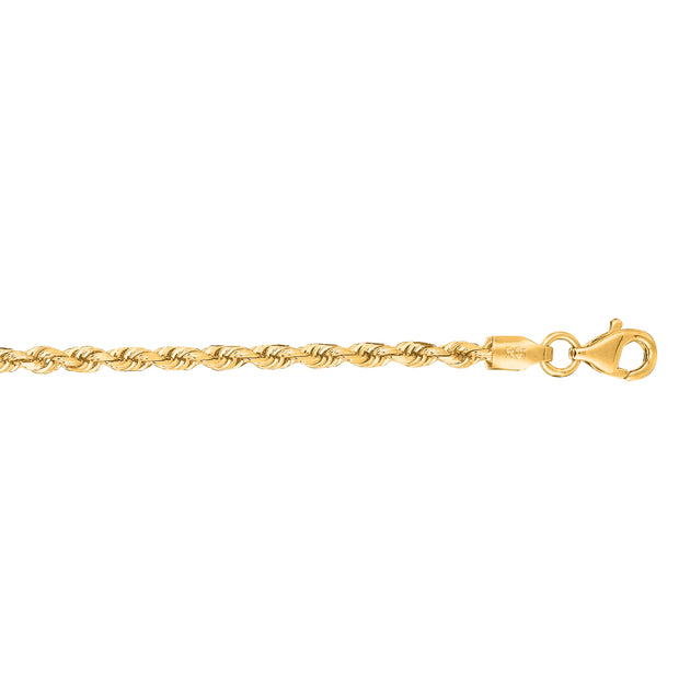 10K Gold 2.5mm Solid Diamond Cut Royal Rope Chain