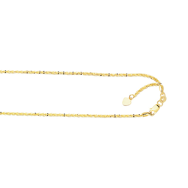 10K Gold 1.2mm Adjustable Sparkle Chain