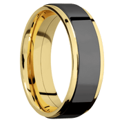 14K Yellow Gold with Polish , Polish Finish and Zirconium Inlay