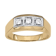 3 Stone Round Diamond Mens Ring