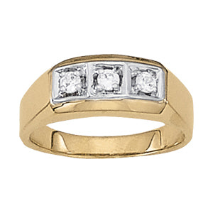 3 Stone Round Diamond Mens Ring