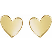 Heart-Shaped Stud Earrings in 14K Gold or Sterling Silver