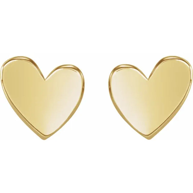 Heart-Shaped Stud Earrings in 14K Gold or Sterling Silver