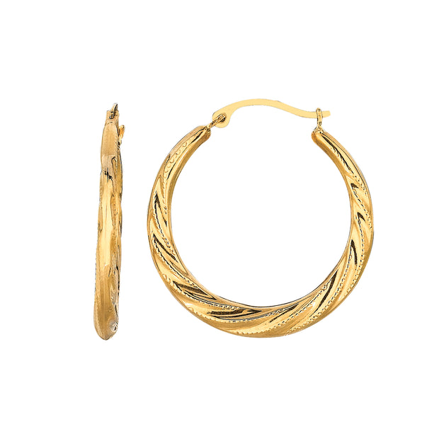 10K Gold Medium Round Graduated Twist Hoop Earring