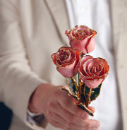 Preserved Pink Sparkle Rose with Gold Trim