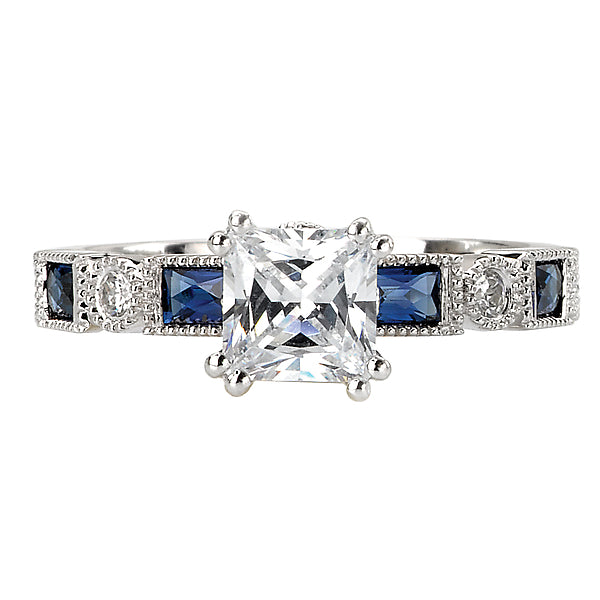 Sapphire and Diamond Semi-Mount Ring