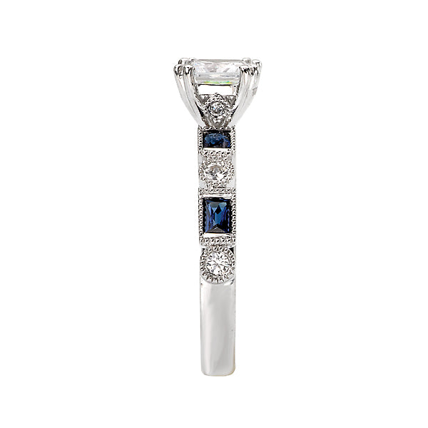 Sapphire and Diamond Semi-Mount Ring