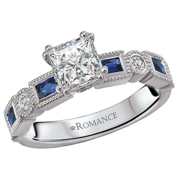 Sapphire and Diamond Semi-Mount Ring