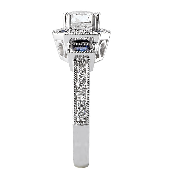 Sapphire and Diamond Semi-Mount Ring