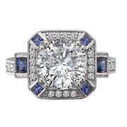 Semi-Mount Diamond and Sapphire Engagement Ring