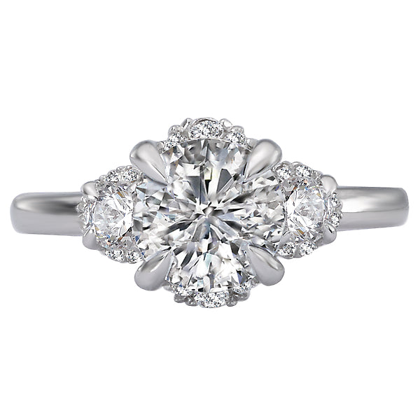 3 Stone Semi-Mount Diamond Ring