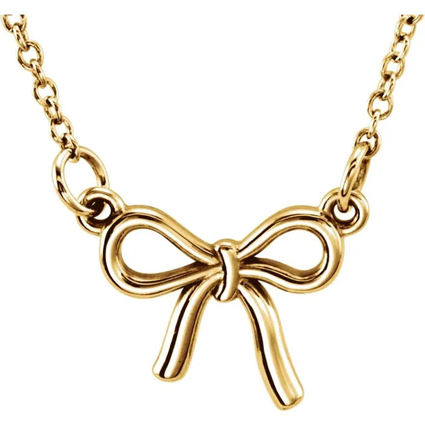 Knotted Bow Necklace - Adjustable 16-18" | Gold or Silver