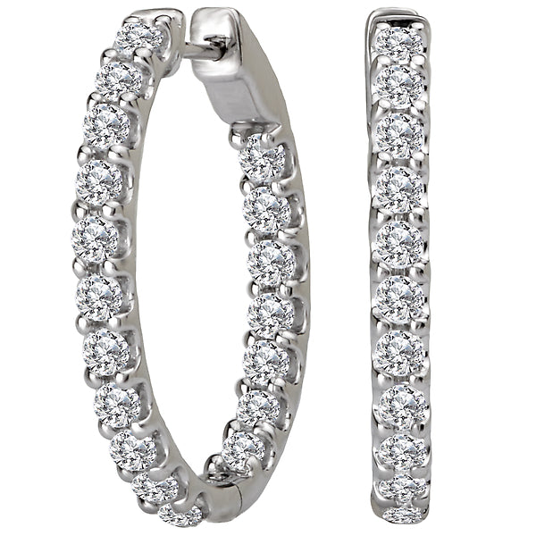 Ladies Diamond Hoop Earrings