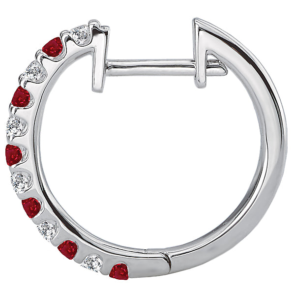 Diamond and Gemstone Hoop Earrings