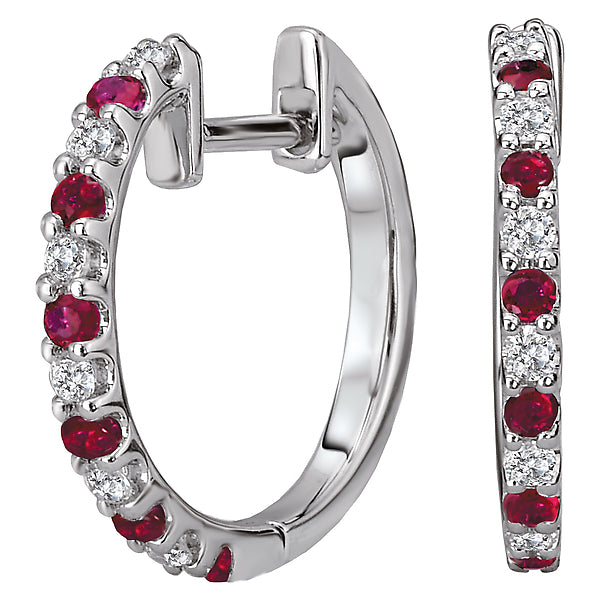 Diamond and Gemstone Hoop Earrings