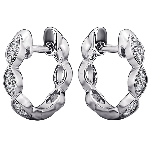 Diamond Huggie  Hoop Earrings