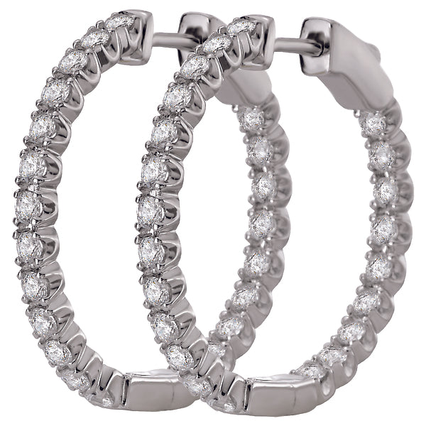 Ladies Diamond Hoop Earrings