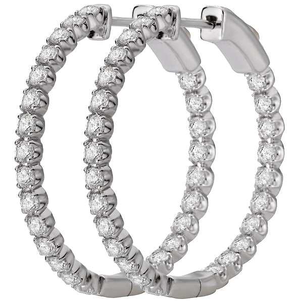 Ladies Diamond Hoop Earrings