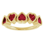 14K Gold Natural Mozambique Garnet Bezel Set Ring - 5 Stones