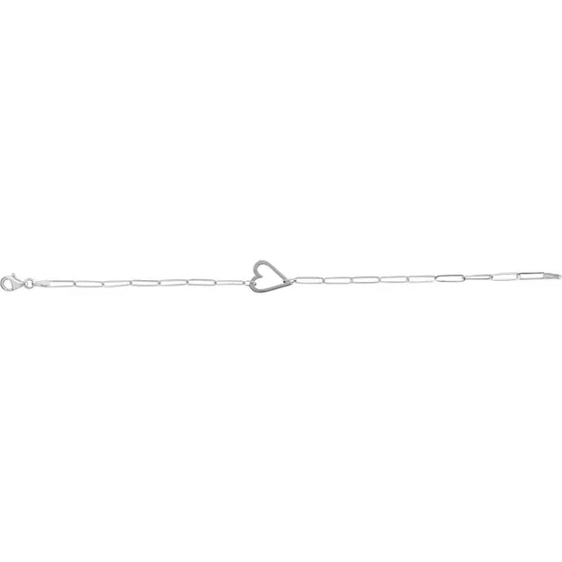 Heart & Paperclip Chain Bracelet - 7" | Gold or Silver