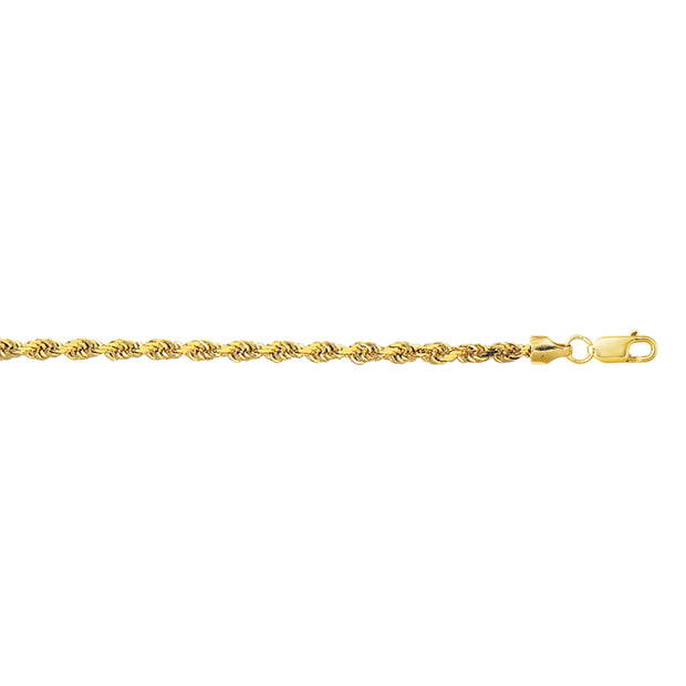 10K Gold 3.2mm Diamond Cut Lite Rope Chain
