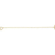 14K Yellow Gold Heart & Paperclip Chain Bracelet - 6"