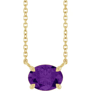 14K Gold Natural Amethyst Pendant Necklace - 18"