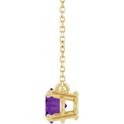 14K Gold Natural Amethyst Pendant Necklace - 18"