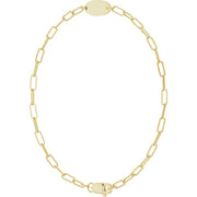 Engravable Oval Paperclip Chain Bracelet - 7" | 14K Gold or Sterling Silver