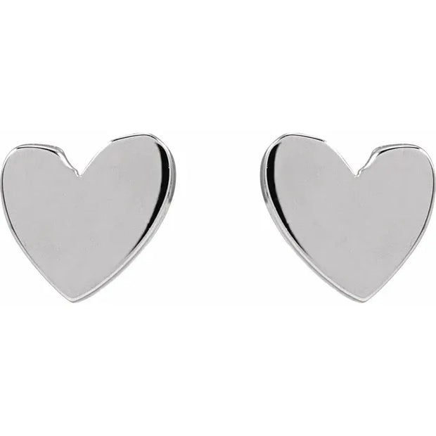 Heart-Shaped Stud Earrings in 14K Gold or Sterling Silver