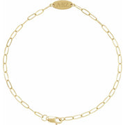 Engravable Oval Paperclip Chain Bracelet - 7" | 14K Gold or Sterling Silver