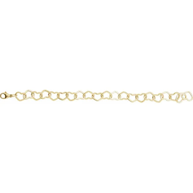 9mm Heart Charm Chain Bracelet - 7" | Gold-Filled or Sterling Silver