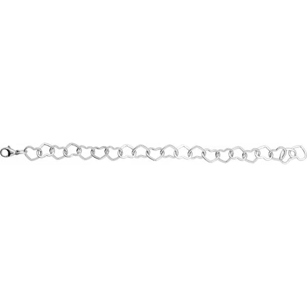 9mm Heart Charm Chain Bracelet - 7" | Gold-Filled or Sterling Silver