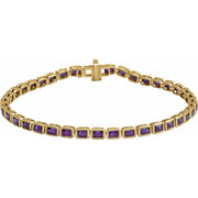 14K Gold Natural Amethyst Line Bracelet - 7" | 8.5 CTW