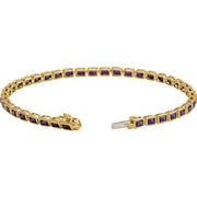 14K Gold Natural Amethyst Line Bracelet - 7" | 8.5 CTW