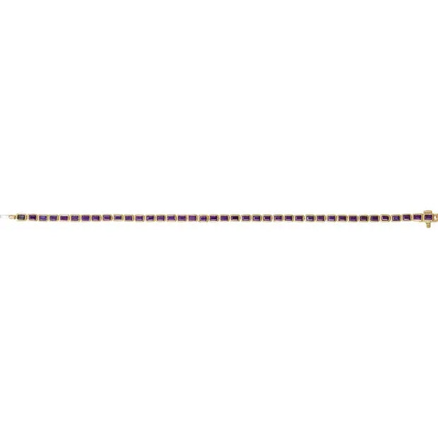 14K Gold Natural Amethyst Line Bracelet - 7" | 8.5 CTW