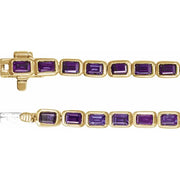 14K Gold Natural Amethyst Line Bracelet - 7" | 8.5 CTW